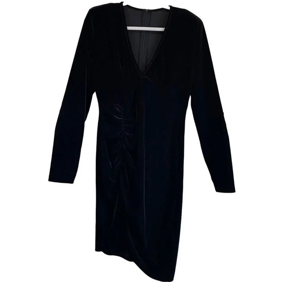 Womens XL Black Velvet V Neck Asymmetrical Romantic/Festival Dress - Picture 1 of 15